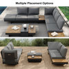 4 Pieces Modern Gray L Shape Outdoor Sectional Sofa Set with Wood Coffee Table
