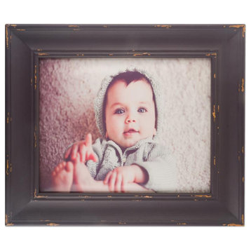 DII 8x10" Farmhouse Barnwood and Glass Picture Frame in Distressed Brown