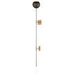 ELK Home - Scarab 1-Light Plug-In Wall Sconce - Set on a long pole  the Scarab wall sconce makes a striking statement. Made from metal in a satin brass finish  this opulent design features a pierced metal shade in black  which directs light from the single bulb  upwards as well as filtering it through the perforations. This piece is fitted with a power plug for easy installation  while two metal fixtures appoint the piece securely to the wall. A floor lamp option and a chandelier are both available in the Scarab collection.&nbsp