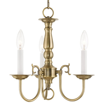 Livex Lighting 5013 Williamsburg 3 Light 1 Tier Chandelier - Antique Brass