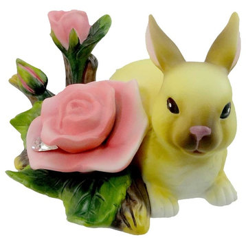Easter Bunny With Rose Porcelain Easter Spring Garden Flower 4027616