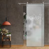 V1000 Glass Sliding Door With Laundry Design, 34"x84", Full-Private