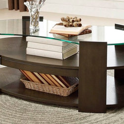 HOMELEGANCE 3534-30 MODERN ESPRESSO COFFEE COCKTAIL TABLE HIDDEN TRAY - Coffee Tables