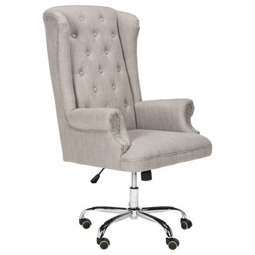 Safavieh Ian Linen Chrome Leg Swivel Office Chair