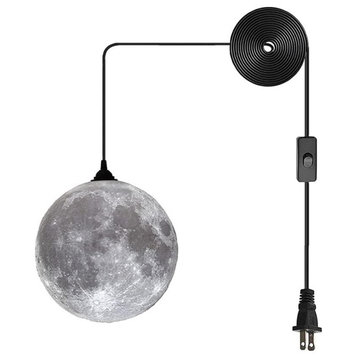 Moon Plug In Pendant Light, Adjustable Hanging Ceiling Lighting Fixture