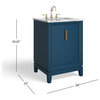 The Ezra Bathroom Vanity, Monarch Blue, 24", Single Sink, Freestanding