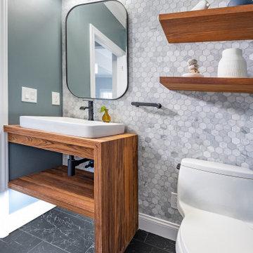 Two Tone Modern Kitchen and Half Bath in Towaco