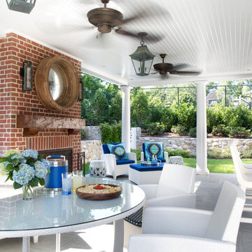 Brick Colonial Pool House, Greenwich, Connecticut