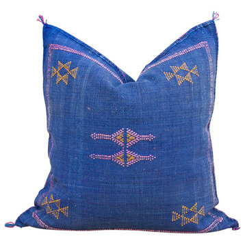 Cobalt Moroccan Silk Rug Pillow