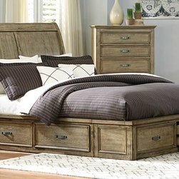 HOMELEGANCE SYLVANIA DRIFTWOOD OAK QUEEN PLATFORM STORAGE BED - Panel Beds