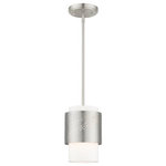 Livex Lighting - Livex Lighting 46259-91 Noria, 1 Light Pendant, Brushed Nickel/Satin Nickel - The Noria collection combines an intricate organicNoria 1 Light Pendan Brushed Nickel Off-WUL: Suitable for damp locations Energy Star Qualified: n/a ADA Certified: n/a  *Number of Lights: 1-*Wattage:40w Medium Base bulb(s) *Bulb Included:No *Bulb Type:Medium Base *Finish Type:Brushed Nickel