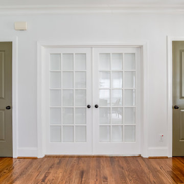 French Doors with Flanking Olive Green Interior Doors