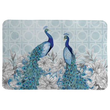 Blue Peacocks Memory Foam Rug, 2'x3'