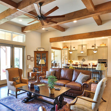 Living room - Hill Country Stone Ranch Home