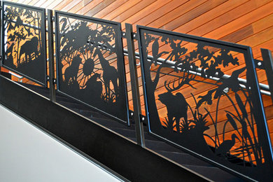 Example of a minimalist concrete straight staircase design in San Francisco