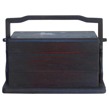 Traditional Vintage Chinese Multi Tray Wood Basket Box Hws1056