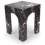 Meridian Furniture - Palermo Marble End Table, Black - Discover the Palermo black marble with white veining end table, showcasing an arched shape and Art Deco design, making it a stunning centerpiece for any space. Crafted for both style and durability, it blends luxury with practicality, becoming the focal point of gatherings and conversations. Elevate your living area with its timeless appeal and sophisticated design.