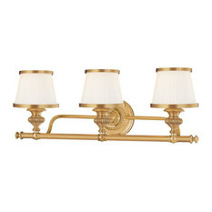 Milton 3-Light Bath and Vanity With Glass Shade, Flemish Brass