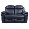 Hudson Power Reclining Top Grain Leather Loveseat, Blue