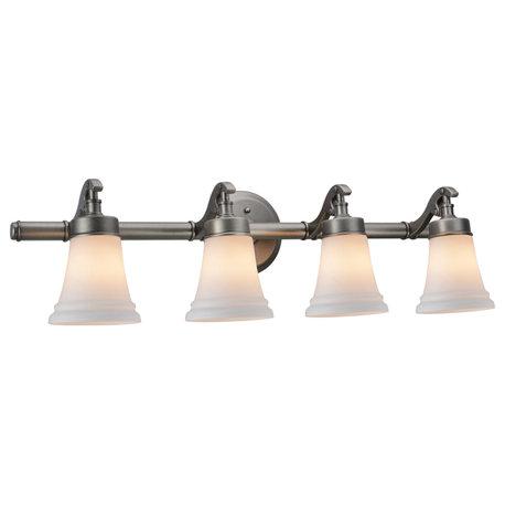 62067, 3-Light Metal Bathroom Vanity Wall Light Fixture, Rustic Pewter