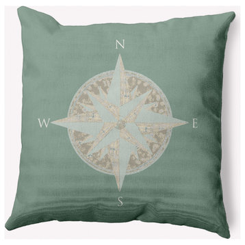 26x26" Compass Nautical Decorative Indoor Pillow, Sage