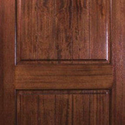 Slab House Single Door 80 Wood Mahogany 2 Panel V-Grooved Arch Top - Front Doors
