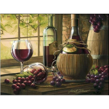 Tile Mural, Wine by The Window I by Janet Stever