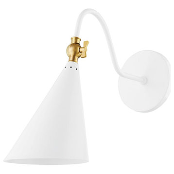 Lupe One Light Wall Sconce, Aged Brass/Soft White