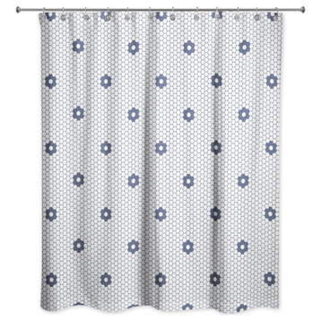 Floral Tile Pattern 71x74 Shower Curtain