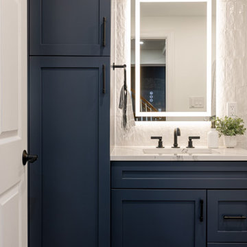 Basement Ensuite – Subway Tile Accent Wall – Matte Fixtures