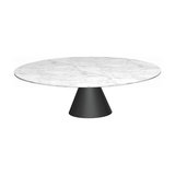 Oscar Round Coffee Table, White Marble, Black Base, Large