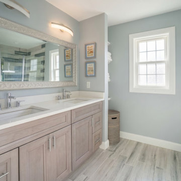 Primary Bath with Double Vanity and Glass Shower