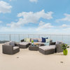 GDF Studio Cortez Sea Outdoor Wicker Furniture Sectional Sofa Set, Gray/Silver