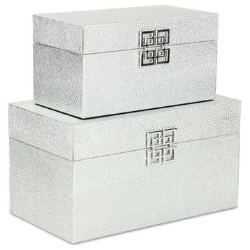 Galena "Double Happiness" Faux Shagreen Box Set, Silver