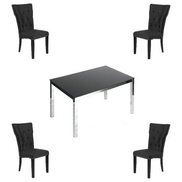 Home Square 5-Piece Set with 4 Dining Chairs and Metal Dining Table