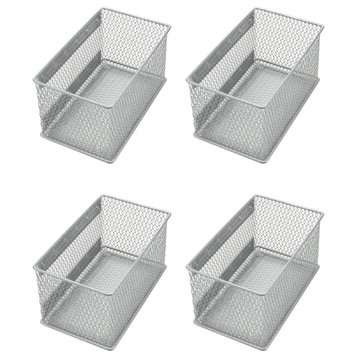 YBM Home Wire Mesh Magnetic Basket Silver 7.75"x4.3"x4.3" 4 Pack