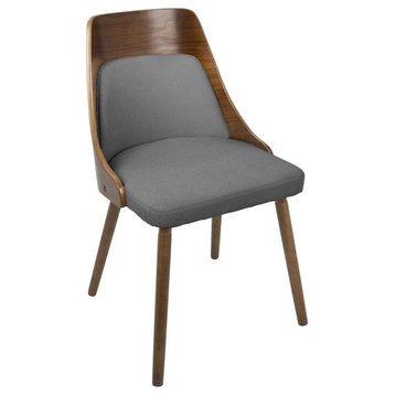 Lumisource Anabelle Mid-Century Modern Dining/Accent Chair, Walnut and Gray