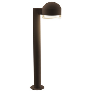 Reals 22" Bollard, Cylinder Lens and Dome Cap, Clear Lens, Textured Bronze