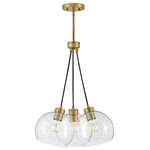 Lark - Lark Rumi 22.25" 3-Light Cluster Pendant, Lacquered Brass + Clear Seedy Glass - Your room will get rave reviews thanks to Rumi. This modern, art-forward fixture captivates with the chic fusion of clear seedy glass globes and a flawless Lacquered Brass finish. Design opportunities abound, with Rumi adding thrill to airy and cozy spaces alike.