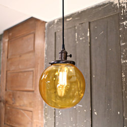 Pendant Lighting with Amber Glass Globe - 8 inch - Products