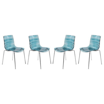 Leisuremod Astor Water Ripple Design Dining Chair Set Of 4 Ac20Tbu4
