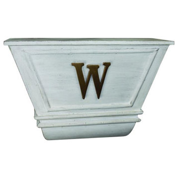 Monogrammed Architectural White Wall Shelf Antique Style Personalized Iron Gold