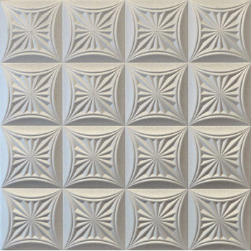 19.6"x19.6" Styrofoam Glue Up Ceiling Tiles R40, Silver