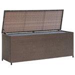 vidaXL - vidaXL Outdoor Storage Box Deck Box with Lid Patio Cabinet Storage Chest Brown - This PE rattan garden storage chest will be ideal for storing blankets, pillows, cushions, toys, books and other items lying around in the garden or on the patio.This storage chest has a lining, which makes it an ideal storage solution for your patio furniture cushions and all manner of other objects. Thanks to the weather- and PE rattan, the storage box is easy to clean, hard-wearing and suitable for daily outdoor use.The chest has a sturdy, powder-coated steel frame, which is highly durable. The polyester lining will protect the contents from moisture.Note: Please cover the pillow box with waterproof cloth/material to prevent rain from entering the box if it rains.
