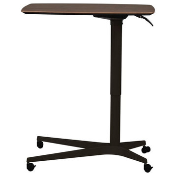 Pemberly Row 28" Height Adjustable Lift Table with Metal Base in Walnut