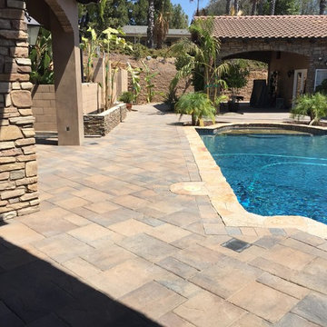 Stacked stone columns, hardscape and pavers, Mt. Helix