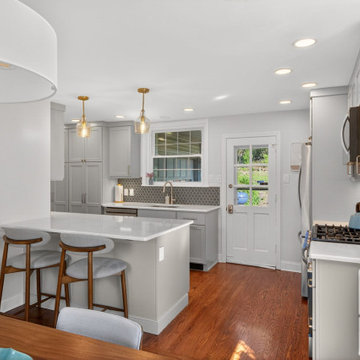 Transitional Kitchen with Custom Banquette plus Dining Nook, Quartz Countertops