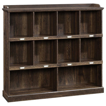 Pemberly Row 10-Cube Modern Engineered Wood Bookcase in Iron Oak
