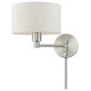1 Light 10" Tall Swing Arm Wall Lamp, Brushed Nickel