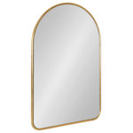 Uniek - Caskill Framed Arch Wall Mirror, Gold 24x36 - Decorate your walls with the mid-century style in the Caskill arched wall mirror from Kate and Laurel. Inspired by modern forms, the Caskill has a bold, rounded arch shape, making an eye-catching accent piece to showcase your elevated style. This mirror features a gold leaf finish that was applied by hand on its resin frame, which gives it that iconic, mid-century look that brings warmth and calmness to your home. The overall dimensions of the Caskill arched mirror are 24 inches wide by 36 inches tall, making it an eye-catching statement piece to hang beside the rest of your wall decor. Adding a wall mirror to your home decor elevates the vibrancy and dimension of your space, and the Caskill is no exception with its ample surface area. Use it to spread light and openness in your living room, bedroom, entryway, or dining room. Looking to remodel your bathroom? The Caskill also operates well as a bathroom mirror over a single or double vanity. Hang this beautiful accent piece in a matter of minutes with the metal D-ring hangers that are conveniently attached to the MDF back.